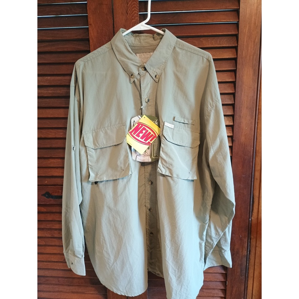 NWT Sports Afield Men's Tan Long Sleeve Button Down Vented Fishing Shirt XL